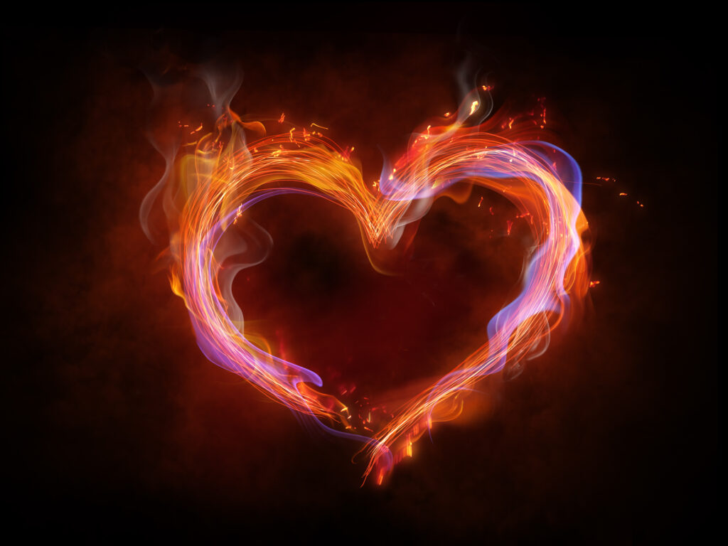 Heart made of flames